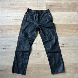 Topshop high waist black coated straight jeans